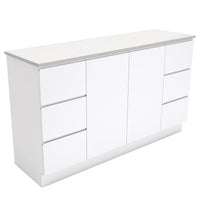 Fienza Fingerpull Gloss White 1500 Cabinet on Kickboard, Solid Doors , Cabinet Only Cabinet Only