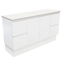 Fienza Fingerpull Satin White 1500 Cabinet on Kickboard, Solid Doors , Cabinet Only Cabinet Only
