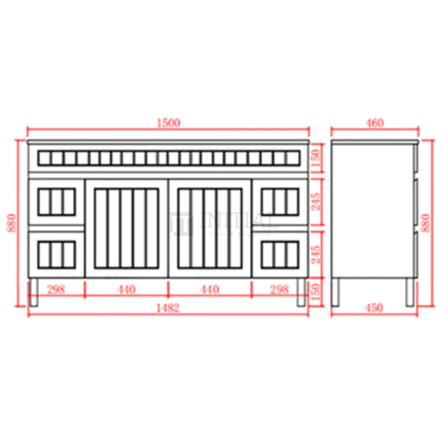 Modern Shaker Matt White Freestanding Floor Vanity Cabinet & Ceramic Top Single Bowl 1500X460X860 ,