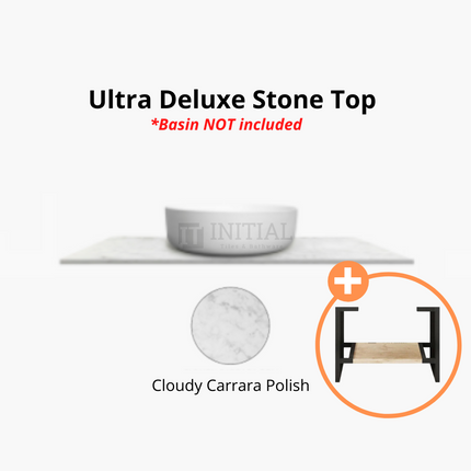 Otti Bruno Series Wall Hung Vanity with 2 Drawers Soft Close Doors Natural Oak 590W X 550H X 460D , With Ultra Deluxe Top - Cloudy Carrara With 600mm Leg