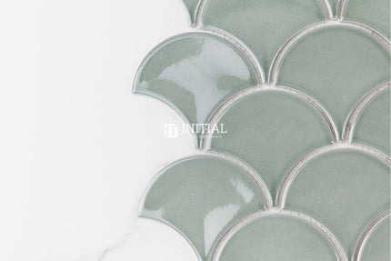 Feature Mosaic Shell Fish Scale Mosaic Gloss Water Green 259X273 ,