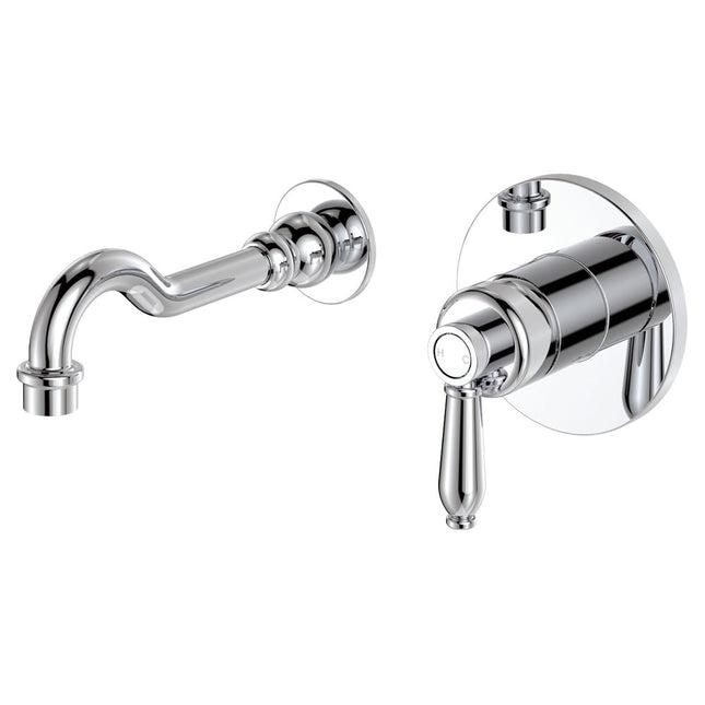 Fienza Eleanor Wall Basin Mixer Set Chrome, 215mm Outlet , Default Title