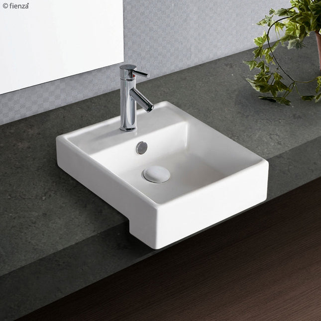 Fienza Helen Junior Gloss White Semi Recessed Basin ,