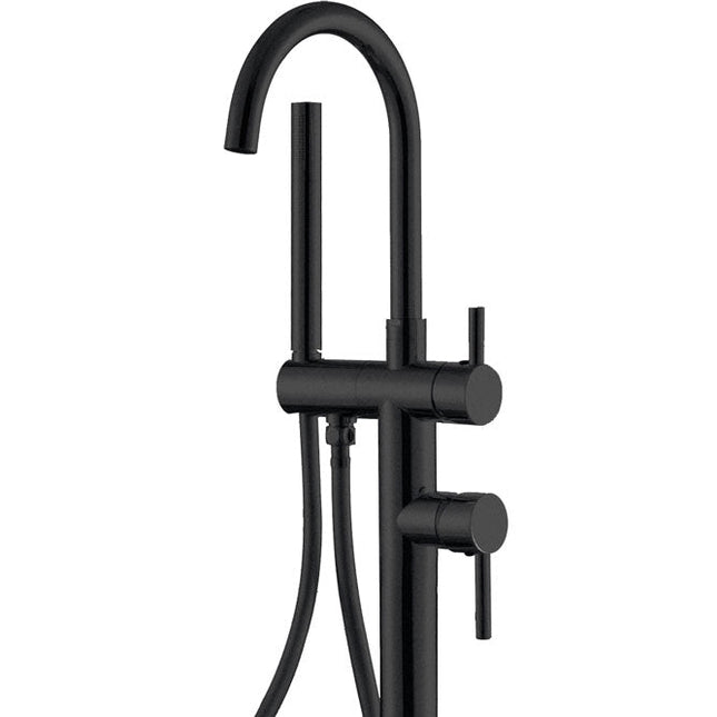 Hustle Floor Mounted Bath Mixer with Hand Shower Matte Black ,