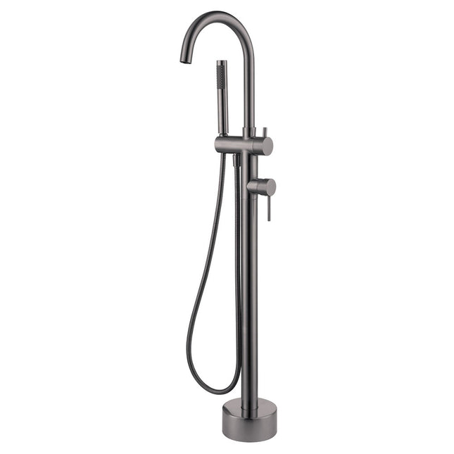 Kaya Floor Mounted Bath Mixer with Hand Shower Gun Metal ,