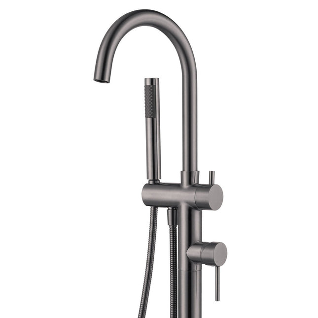 Kaya Floor Mounted Bath Mixer with Hand Shower Gun Metal ,