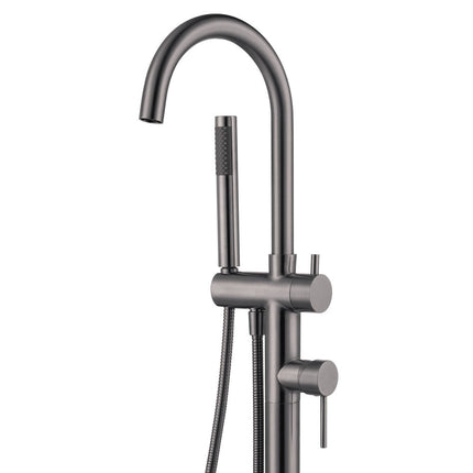 Kaya Floor Mounted Bath Mixer with Hand Shower Gun Metal ,