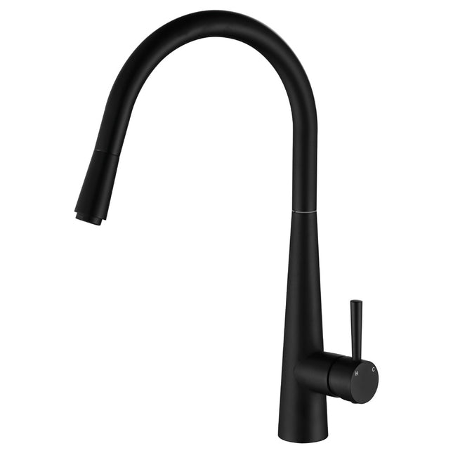 Hustle Deluxe Gooseneck Pull Out Kitchen Mixer Matte Black ,