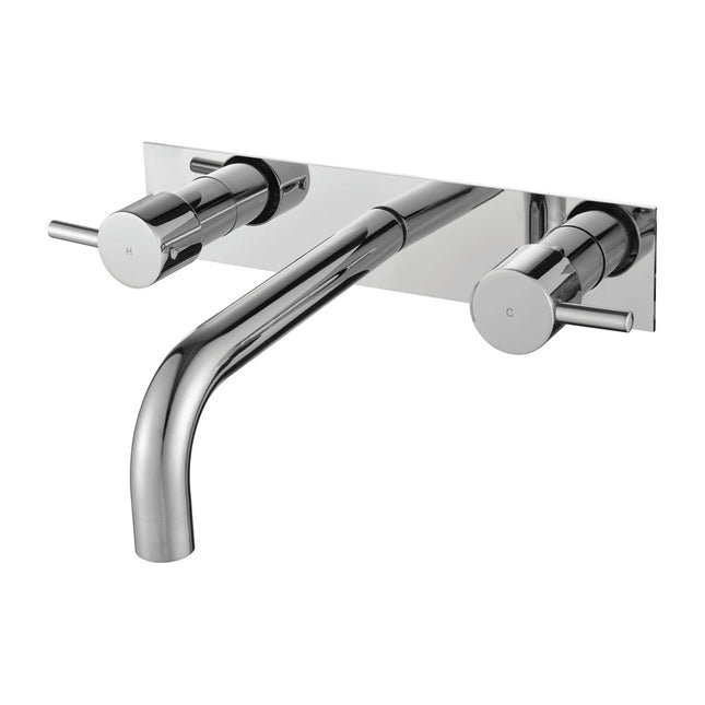 Fienza Isabella Chrome Wall Basin Mixer With Cover Plate, 3 Piece Tapware ,