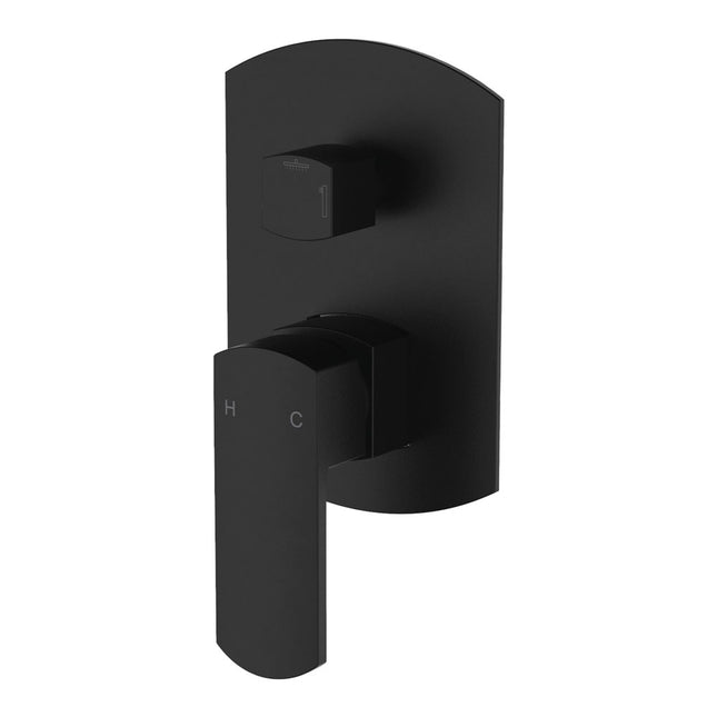 Fienza Koko Matte Black Wall Shower Diverter Mixer ,