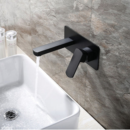 Fienza Koko Matte Black Wall Mounted Basin Mixer With Spout ,