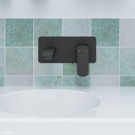 Fienza Koko Matte Black Wall Mounted Basin Mixer With Spout ,