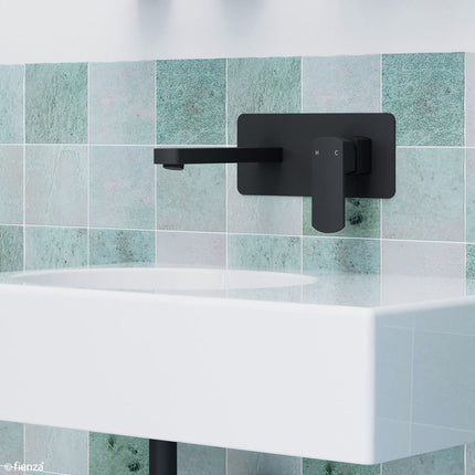 Fienza Koko Matte Black Wall Mounted Basin Mixer With Spout ,