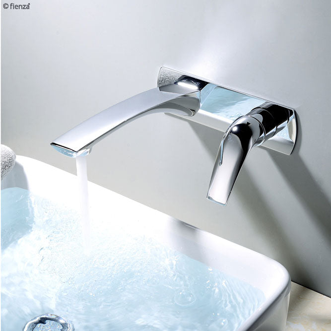 Fienza Keeto Chrome Wall Basin Mixer Tap With Spout ,