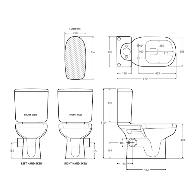 Fienza Rak Liwa Close Coupled Toilet Suite, Gloss White, Left Skew Trap ,