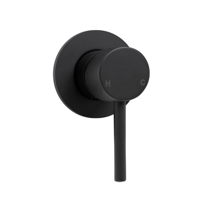 Fienza Hustle Matte Black Bath/Wall Shower Mixer, Round Plate, 35mm Cartridge ,