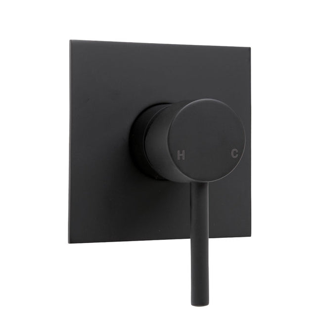 Fienza Hustle Matte Black Wall Shower Mixer, Square Plate, 35mm Cartridge ,