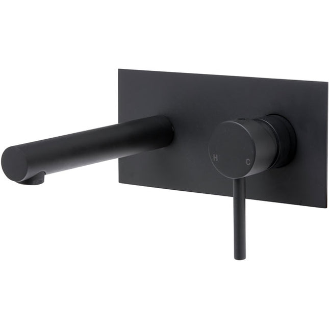 Fienza Hustle Matte Black Wall Basin Mixer With Spout, 35mm Cartridge ,