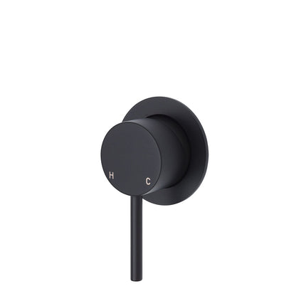 Fienza Kaya Matte Black Wall Shower Mixer, Round Plate , Small Plate