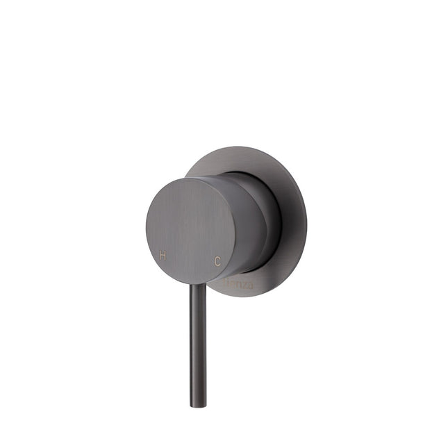 Fienza Kaya Gun Metal Wall Shower Mixer, Round Plate , Small Plate