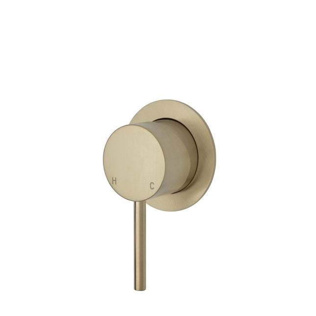 Fienza Kaya Gold Wall Shower Mixer, Round Plate , Small Plate