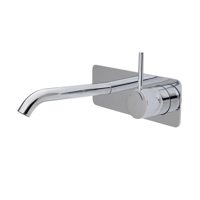 Fienza Kaya Up Wall Basin Mixer Chrome, Square Plate , 160mm