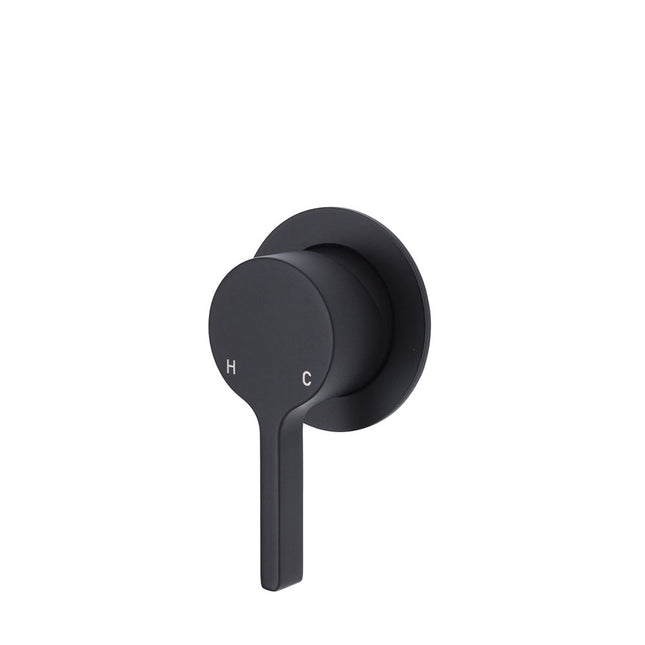 Fienza Sansa Matte Black Wall Shower Mixer, Small Round Plate ,