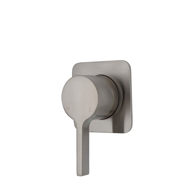 Fienza Sansa Brushed Nickel Wall Shower Mixer, Soft Square Plate ,