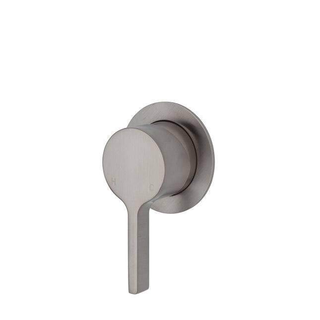 Fienza Sansa Brushed Nickel Wall Shower Mixer, Small Round Plate ,