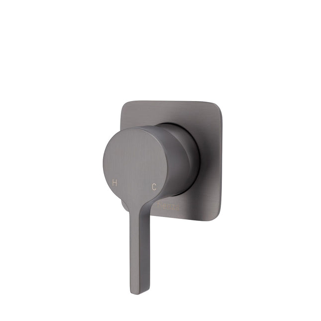 Fienza Sansa Gun Metal Wall Shower Mixer, Soft Square Plate ,