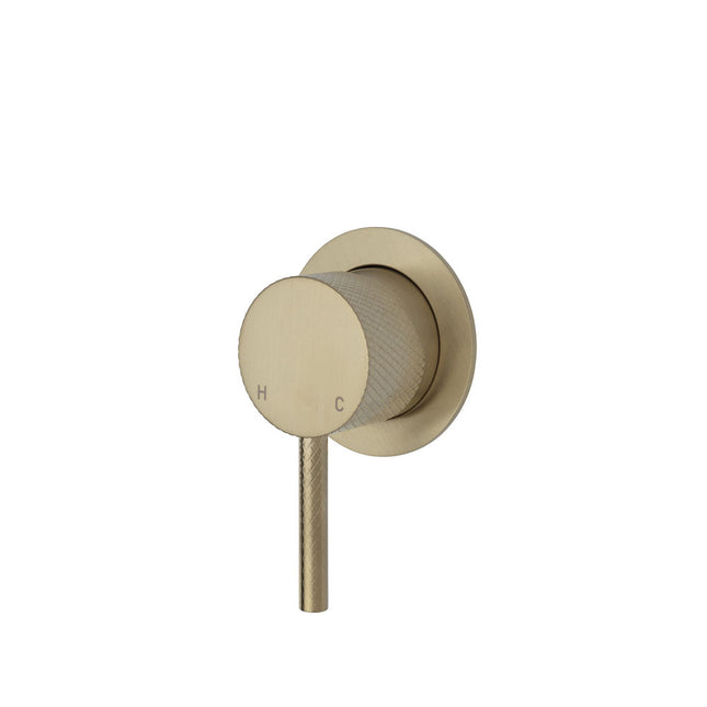 Fienza Axle Gold Wall Shower Mixer, Round Plate , Small Plate