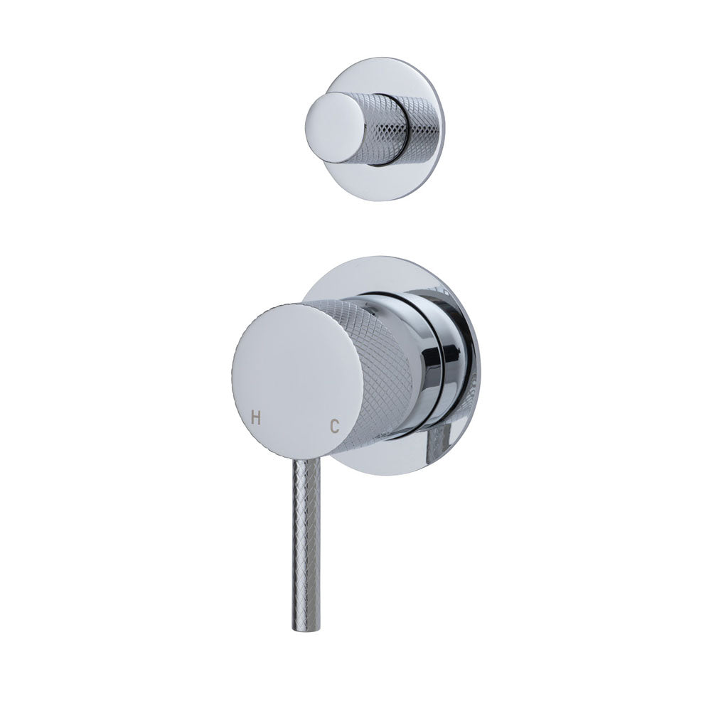 Fienza Axle Chrome Wall Shower Diverter Mixer, Small Round Plate ,