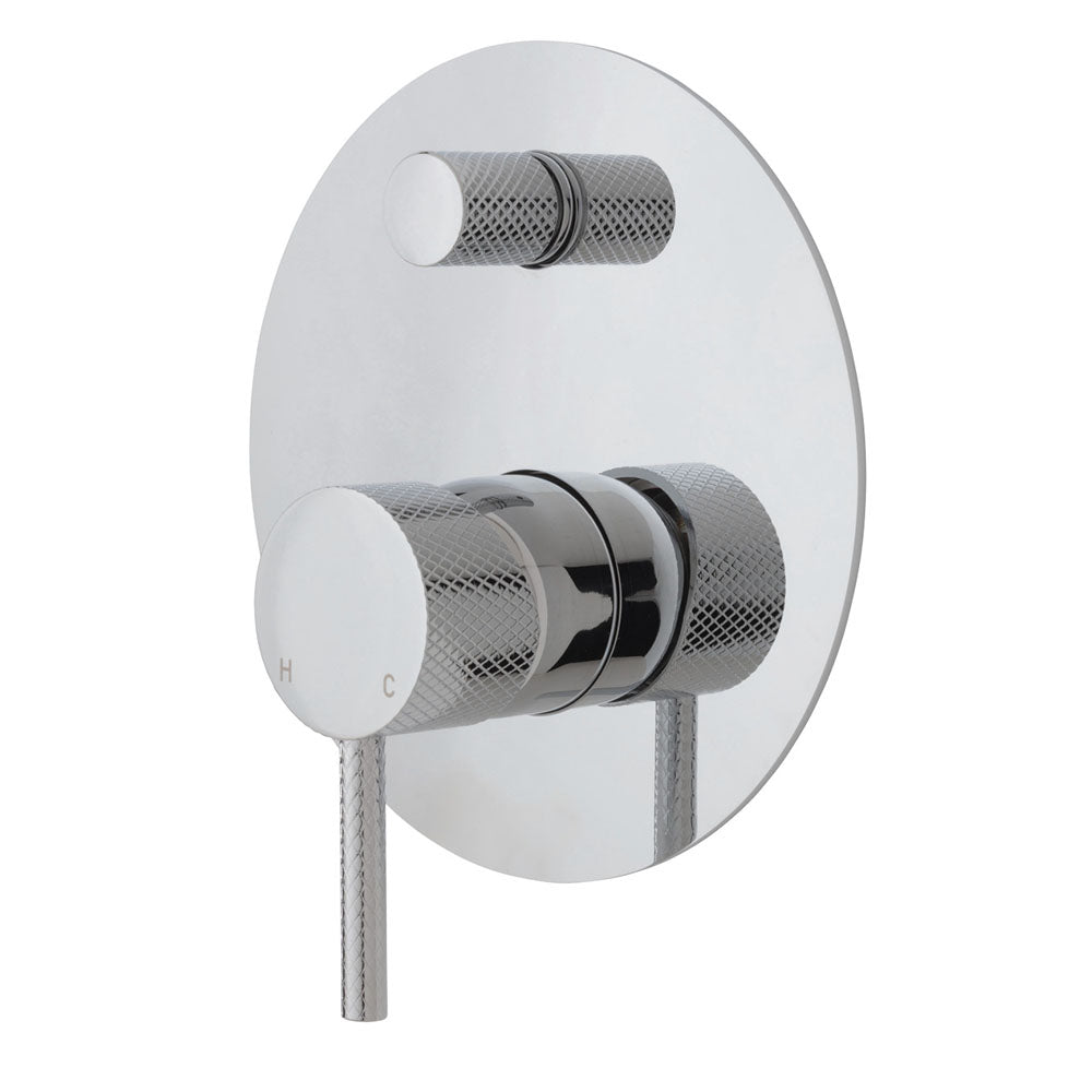 Fienza Axle Chrome Wall Shower Diverter Mixer, Large Round Plate ,