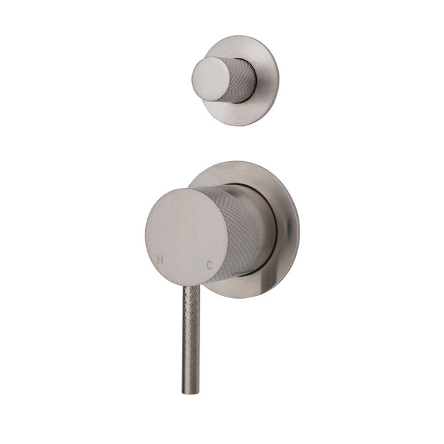 Fienza Axle Brushed Nickel Wall Shower Diverter Mixer, Small Round Plate ,