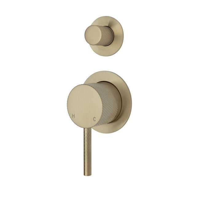 Fienza Axle Gold Wall Bath Shower Diverter Mixer, Small Round Plate ,