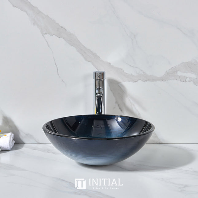 Above Counter Basin Round Tempered Glass Artistic Basin 420x420x145 ,