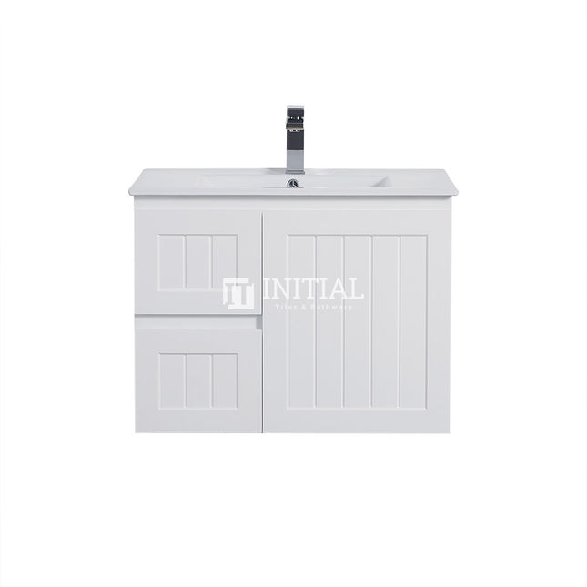 Hampton Modern Shaker Matt White Wall Hung Left Drawer Vanity 740W X 450H X 560D ,