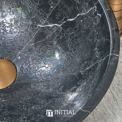 Stone Round Above Counter Basin Dark Marble Surface 420x420x140 ,