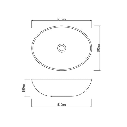 Above Counter Stone Basin Oval Marble Surface Basin 510x380x150 ,
