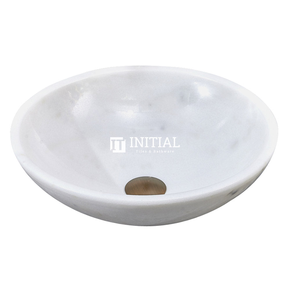 Round Above Counter Basin White Marble Surface Stone Basin 420x420x140 ,