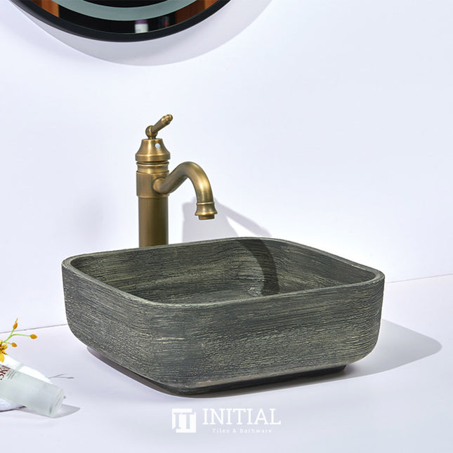 Above Counter Square Basin Antique Grey Porcelain Basin 390x390x140 ,