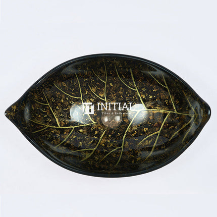 Above Counter Tempered Glass Basin Special Leaf Shape Basin 590x380x145 ,