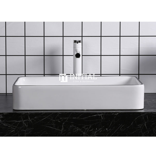 Gloss White and Black Edge Above Counter Basin 610x410x120 ,