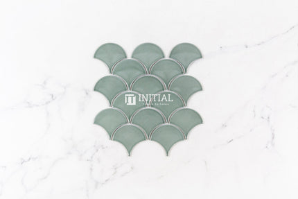 Feature Mosaic Shell Fish Scale Mosaic Gloss Water Green 259X273 ,