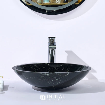 Above Counter Tempered Glass Basin Gloss Black Double Layer Oval Basin 480x390x140 ,