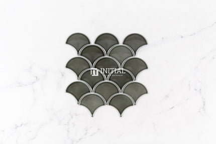 Feature Mosaic Shell Fish Scale Mosaic Gloss Charcoal 259X273 ,