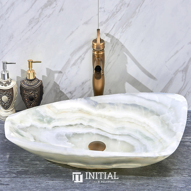 Above Counter Basin Special Shape White Onyx Surface Stone Basin 700x390x110 ,