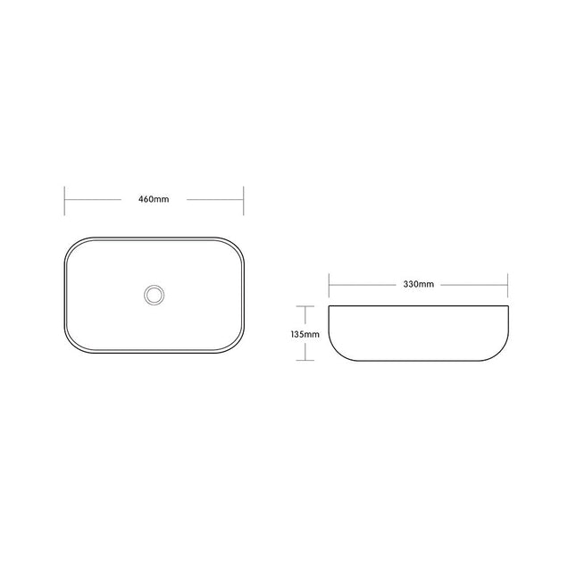 Gloss White Above Counter Basin 460x330x135 ,