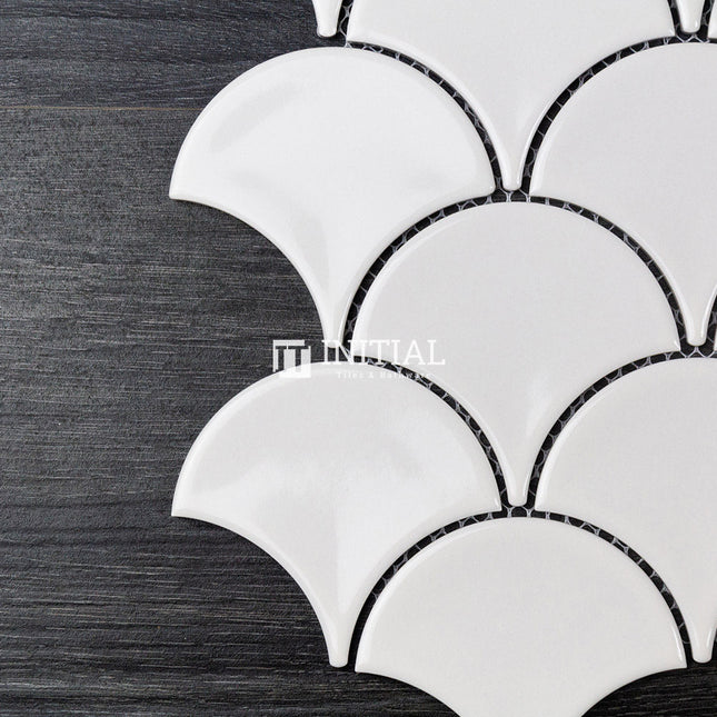 Feature Mosaic Shell Fish Scale Mosaic Gloss White 259X273 ,