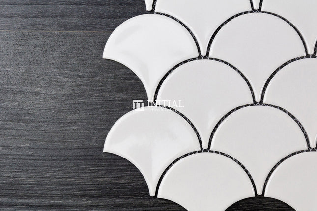 Feature Mosaic Shell Fish Scale Mosaic Gloss White 259X273 ,